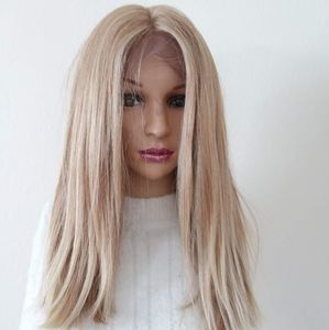 Honey blonde lace front wig.